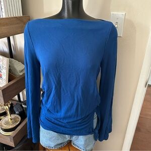 A Pea in the Pod Long Sleeve Boat Neck Blouse with Tie Waist